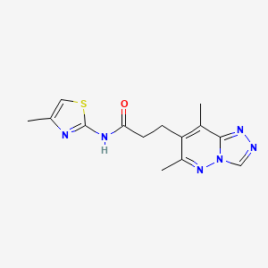 molecular formula C14H16N6OS B14899249 3-(6,8-dimethyl-[1,2,4]triazolo[4,3-b]pyridazin-7-yl)-N-(4-methylthiazol-2-yl)propanamide 