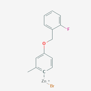 molecular formula C14H12BrFOZn B14899292 4-(2'-FluorobenZyloxy)-2-methylphenylZinc bromide 