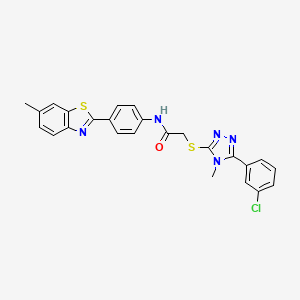 molecular formula C25H20ClN5OS2 B14899445 2-{[5-(3-chlorophenyl)-4-methyl-4H-1,2,4-triazol-3-yl]sulfanyl}-N-[4-(6-methyl-1,3-benzothiazol-2-yl)phenyl]acetamide 