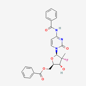 molecular formula C24H22FN3O6 B14899496 ((2R,3R,4R,5R)-5-(4-Benzamido-2-oxopyrimidin-1(2H)-yl)-4-fluoro-3-hydroxy-4-methyltetrahydrofuran-2-yl)methyl benzoate 