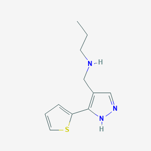 molecular formula C11H15N3S B14899573 n-((3-(Thiophen-2-yl)-1h-pyrazol-4-yl)methyl)propan-1-amine 