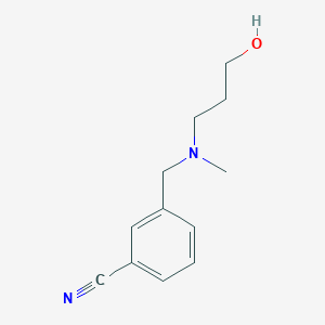 molecular formula C12H16N2O B14899618 3-(((3-Hydroxypropyl)(methyl)amino)methyl)benzonitrile 