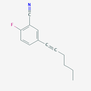 molecular formula C13H12FN B14899623 2-Fluoro-5-(hex-1-yn-1-yl)benzonitrile 