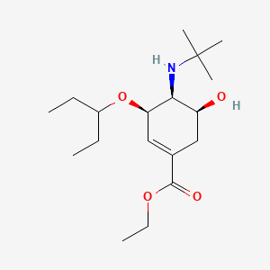 molecular formula C18H33NO4 B14899638 Ethyl (3R,4S,5S)-4-(tert-butylamino)-5-hydroxy-3-(pentan-3-yloxy)cyclohex-1-ene-1-carboxylate 