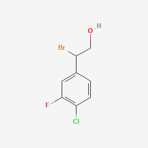 molecular formula C8H7BrClFO B14899664 2-Bromo-2-(4-chloro-3-fluorophenyl)ethan-1-ol 