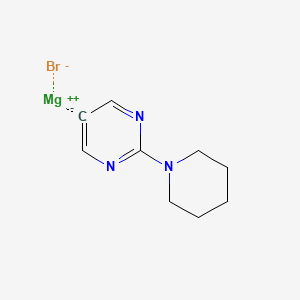 molecular formula C9H12BrMgN3 B14899669 (2-(Piperidin-1-yl)pyrimidin-5-yl)magnesium bromide 