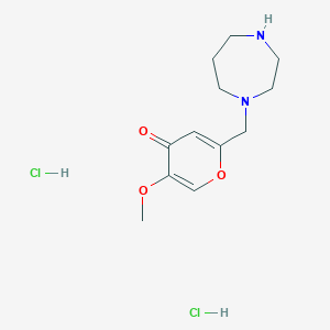 molecular formula C12H20Cl2N2O3 B1489978 2-((1,4-diazepan-1-yl)methyl)-5-methoxy-4H-pyran-4-one dihydrochloride CAS No. 1807979-69-6