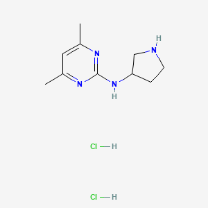 molecular formula C10H18Cl2N4 B1489980 4,6-dimethyl-N-(pyrrolidin-3-yl)pyrimidin-2-amine dihydrochloride CAS No. 2098031-51-5