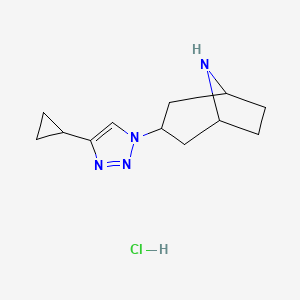 molecular formula C12H19ClN4 B1489988 3-(4-cyclopropyl-1H-1,2,3-triazol-1-yl)-8-azabicyclo[3.2.1]octane hydrochloride CAS No. 2098126-19-1