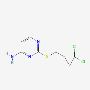 molecular formula C9H11Cl2N3S B14899955 2-(((2,2-Dichlorocyclopropyl)methyl)thio)-6-methylpyrimidin-4-amine 