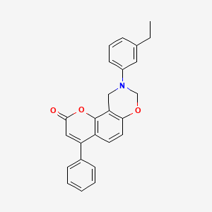 molecular formula C25H21NO3 B14900061 9-(3-ethylphenyl)-4-phenyl-9,10-dihydro-2H,8H-chromeno[8,7-e][1,3]oxazin-2-one 