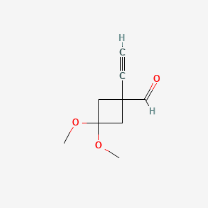 1-Ethynyl-3,3-dimethoxycyclobutane-1-carbaldehyde