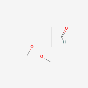 molecular formula C8H14O3 B14900504 3,3-Dimethoxy-1-methylcyclobutane-1-carbaldehyde CAS No. 2609864-97-1