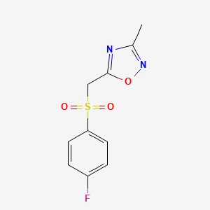 molecular formula C10H9FN2O3S B14900545 5-(((4-Fluorophenyl)sulfonyl)methyl)-3-methyl-1,2,4-oxadiazole 