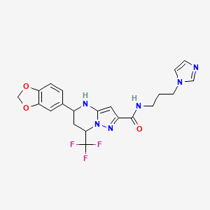 5-(1,3-benzodioxol-5-yl)-N-[3-(1H-imidazol-1-yl)propyl]-7-(trifluoromethyl)-4,5,6,7-tetrahydropyrazolo[1,5-a]pyrimidine-2-carboxamide