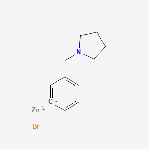 molecular formula C11H14BrNZn B14900692 3-[(1-Pyrrolidino)methyl]phenylZinc bromide 