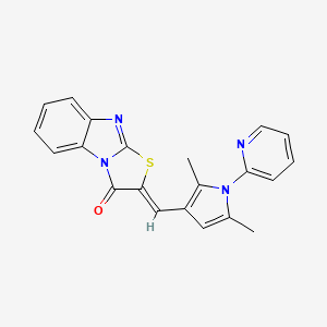 molecular formula C21H16N4OS B14900733 (2Z)-2-{[2,5-dimethyl-1-(pyridin-2-yl)-1H-pyrrol-3-yl]methylidene}[1,3]thiazolo[3,2-a]benzimidazol-3(2H)-one 