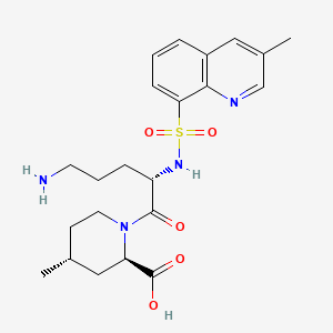 molecular formula C22H30N4O5S B14900773 (2R,4R)-1-((S)-5-Amino-2-((3-methylquinoline)-8-sulfonamido)pentanoyl)-4-methylpiperidine-2-carboxylic acid 