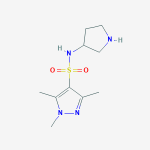 molecular formula C10H18N4O2S B14900878 1,3,5-trimethyl-N-(pyrrolidin-3-yl)-1H-pyrazole-4-sulfonamide 