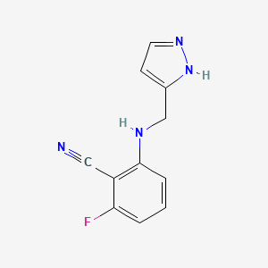 molecular formula C11H9FN4 B14900893 2-(((1h-Pyrazol-3-yl)methyl)amino)-6-fluorobenzonitrile 