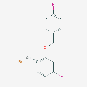 molecular formula C13H9BrF2OZn B14900906 2-(4'-FluorobenZyloxy)-4-fluorophenylZinc bromide 