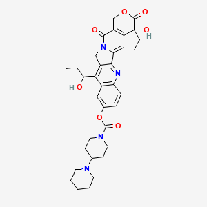 molecular formula C34H40N4O7 B14901253 [19-ethyl-19-hydroxy-10-(1-hydroxypropyl)-14,18-dioxo-17-oxa-3,13-diazapentacyclo[11.8.0.02,11.04,9.015,20]henicosa-1(21),2,4(9),5,7,10,15(20)-heptaen-7-yl] 4-piperidin-1-ylpiperidine-1-carboxylate 