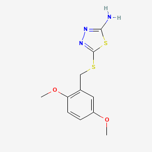 molecular formula C11H13N3O2S2 B14901545 5-((2,5-Dimethoxybenzyl)thio)-1,3,4-thiadiazol-2-amine 