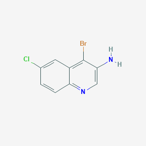 molecular formula C9H6BrClN2 B14901568 4-Bromo-6-chloroquinolin-3-amine 