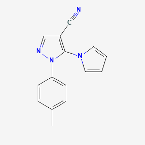 molecular formula C15H12N4 B1490159 5-(1H-pyrrol-1-yl)-1-(p-tolyl)-1H-pyrazole-4-carbonitrile CAS No. 2098084-10-5