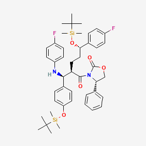 molecular formula C45H58F2N2O5Si2 B14901617 (S)-3-((2R,5S)-5-((tert-Butyldimethylsilyl)oxy)-2-((S)-(4-((tert-butyldimethylsilyl)oxy)phenyl)((4-fluorophenyl)amino)methyl)-5-(4-fluorophenyl)pentanoyl)-4-phenyloxazolidin-2-one 