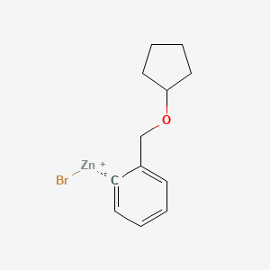 molecular formula C12H15BrOZn B14901678 2-[(Cyclopentyloxy)methyl]phenylZinc bromide 