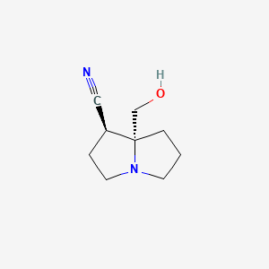 molecular formula C9H14N2O B14901708 rel-(1R,7aR)-7a-(Hydroxymethyl)hexahydro-1H-pyrrolizine-1-carbonitrile 