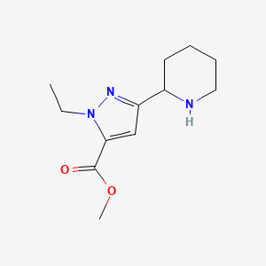 molecular formula C12H19N3O2 B1490174 methyl 1-ethyl-3-(piperidin-2-yl)-1H-pyrazole-5-carboxylate CAS No. 2098104-89-1