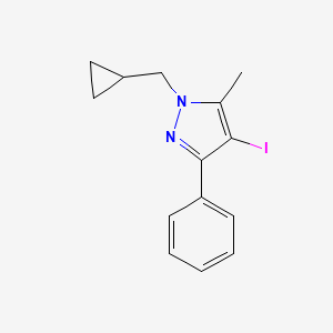 molecular formula C14H15IN2 B1490176 1-(环丙基甲基)-4-碘-5-甲基-3-苯基-1H-吡唑 CAS No. 2098107-85-6