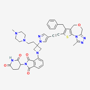 4-[3-[4-[2-(5-Benzyl-13-methyl-8-oxa-3-thia-1,11,12-triazatricyclo[8.3.0.02,6]trideca-2(6),4,10,12-tetraen-4-yl)ethynyl]pyrazol-1-yl]-3-[2-(4-methylpiperazin-1-yl)ethyl]azetidin-1-yl]-2-(2,6-dioxopiperidin-3-yl)isoindole-1,3-dione