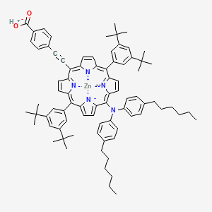 molecular formula C81H89N5O2Zn B14901808 zinc;4-[2-[10,20-bis(3,5-ditert-butylphenyl)-15-(4-hexyl-N-(4-hexylphenyl)anilino)porphyrin-22,24-diid-5-yl]ethynyl]benzoate;hydron 