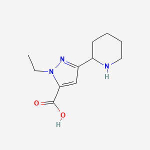 molecular formula C11H17N3O2 B1490197 1-ethyl-3-(piperidin-2-yl)-1H-pyrazole-5-carboxylic acid CAS No. 2098070-63-2