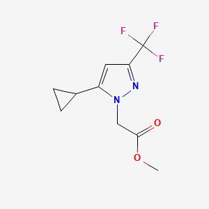 molecular formula C10H11F3N2O2 B1490202 methyl 2-(5-cyclopropyl-3-(trifluoromethyl)-1H-pyrazol-1-yl)acetate CAS No. 2098132-81-9