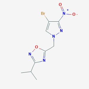 molecular formula C9H10BrN5O3 B14902119 5-((4-Bromo-3-nitro-1h-pyrazol-1-yl)methyl)-3-isopropyl-1,2,4-oxadiazole 