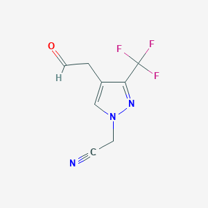 molecular formula C8H6F3N3O B1490212 2-(4-(2-oxoethyl)-3-(trifluoromethyl)-1H-pyrazol-1-yl)acetonitrile CAS No. 2098079-49-1