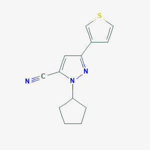 1-cyclopentyl-3-(thiophen-3-yl)-1H-pyrazole-5-carbonitrile