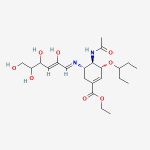 molecular formula C22H36N2O8 B14902155 (3R,4R,5S)-Ethyl 4-acetamido-3-(pentan-3-yloxy)-5-((E)-((Z)-2,4,5,6-tetrahydroxyhex-2-enylidene)amino)cyclohex-1-enecarboxylate (Oseltamivir Impurity pound(c) 