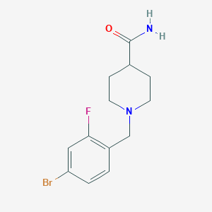 1-[(4-Bromo-2-fluorophenyl)methyl]piperidine-4-carboxamide