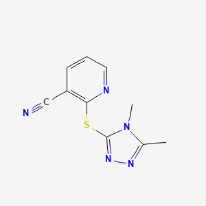 molecular formula C10H9N5S B14902248 2-((4,5-Dimethyl-4h-1,2,4-triazol-3-yl)thio)nicotinonitrile 