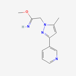 molecular formula C12H14N4O B1490225 methyl 2-(5-methyl-3-(pyridin-3-yl)-1H-pyrazol-1-yl)acetimidate CAS No. 2098135-84-1