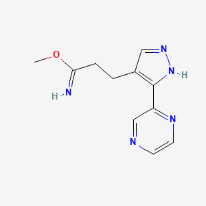 molecular formula C11H13N5O B1490236 methyl 3-(3-(pyrazin-2-yl)-1H-pyrazol-4-yl)propanimidate CAS No. 2098016-39-6