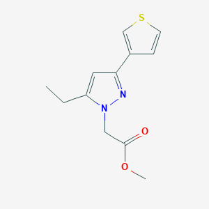 molecular formula C12H14N2O2S B1490237 methyl 2-(5-ethyl-3-(thiophen-3-yl)-1H-pyrazol-1-yl)acetate CAS No. 2098105-90-7