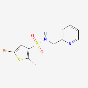 molecular formula C11H11BrN2O2S2 B14902578 5-bromo-2-methyl-N-(pyridin-2-ylmethyl)thiophene-3-sulfonamide 