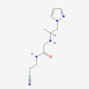 molecular formula C11H17N5O B14902646 2-((1-(1h-Pyrazol-1-yl)propan-2-yl)amino)-N-(2-cyanoethyl)acetamide 