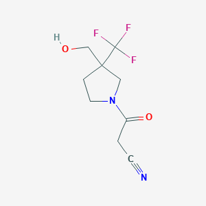 molecular formula C9H11F3N2O2 B1490268 3-(3-(Hydroxymethyl)-3-(trifluoromethyl)pyrrolidin-1-yl)-3-oxopropanenitrile CAS No. 2090953-49-2